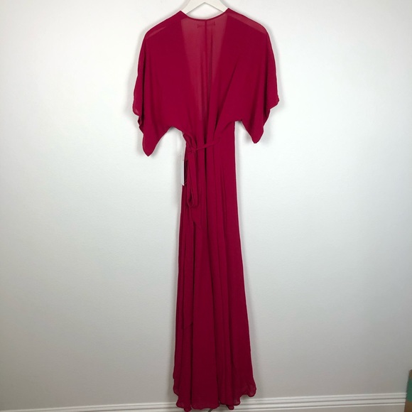 Reformation Winslow kimono wrap maxi dress rhubarb - Picture 5 of 5